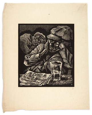 Lot 445 - Eli Jacobi A NAP Linocut, 1940, on laid Japan...