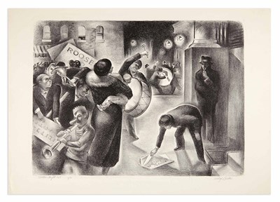 Lot 487 - G. Ralph Smith ELECTION NIGHT Lithograph, 1937,...