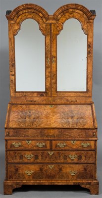 Lot 210 - Queen Anne Style Walnut Bureau Bookcase In two...