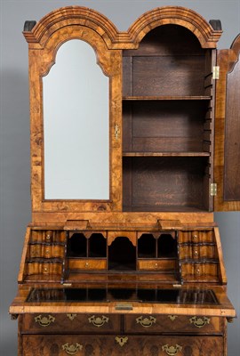 Lot 210 - Queen Anne Style Walnut Bureau Bookcase In two...