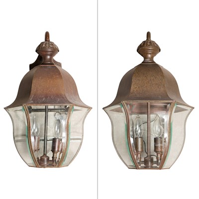 Lot 288 - Pair of Faux Rust Patinated-Metal and Glass...