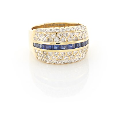 Lot 1576 - Gold, Sapphire and Diamond Ring