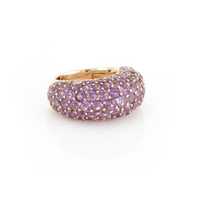 Lot 1594 - Rose Gold and Amethyst Dome Ring