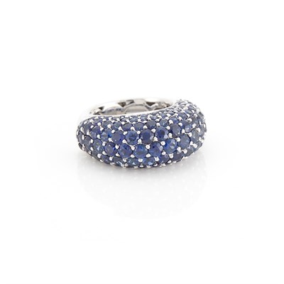 Lot 1597 - White Gold and Sapphire Dome Ring