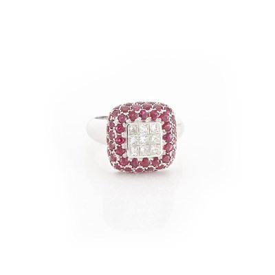 Lot 1562 - White Gold, Ruby and Diamond Ring