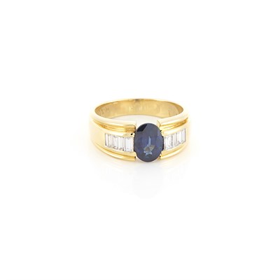 Lot 1571 - Gold, Sapphire and Diamond Ring