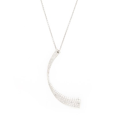 Lot 1563 - White Gold and Diamond Pendant with Chain