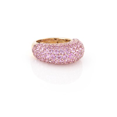 Lot 1596 - Gold and Pink Sapphire Dome Ring