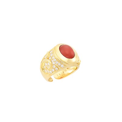 Lot 8 - Gold, Coral and Diamond Ring, Marina B