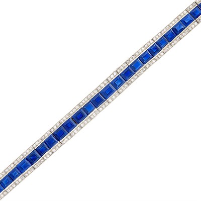 Lot 265 - Platinum, Sapphire and Diamond Bracelet