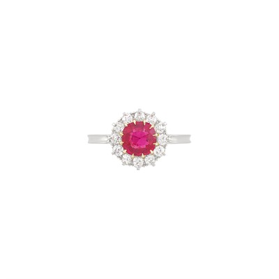 Lot 668 - Platinum, Gold, Ruby and Diamond Ring