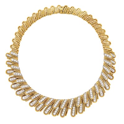 Lot 426 - Gold, Platinum and Diamond Necklace
