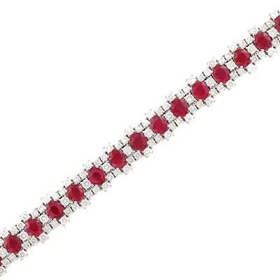 Lot 468 - Platinum, Ruby and Diamond Bracelet