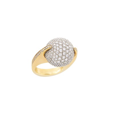 Lot 279 - Two-Color Gold and Diamond Spinning Ball Ring, Pianegonda