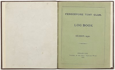 Lot 12 - [ANON.] Ferozepore Tent Club. Log Book. Season...