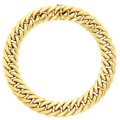 Lot 611 - Wide Gold Curb Link Necklace