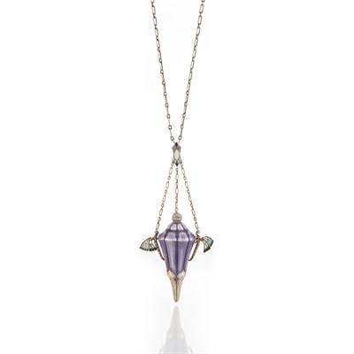 Lot 1311 - Long Art Nouveau Silver Pendant-Necklace