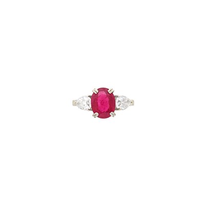 Lot 400 - White Gold, Rubellite and Diamond Ring