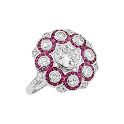 Lot 183 - Platinum, Diamond and Ruby Ring