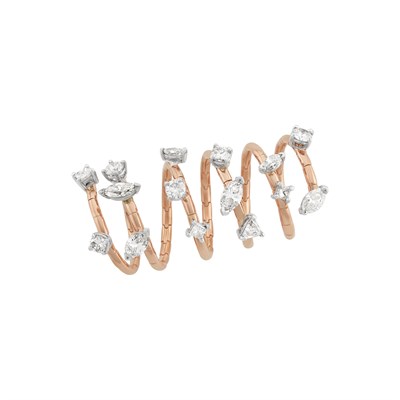 Lot 130 - Rose Gold and Diamond Spiral Ring