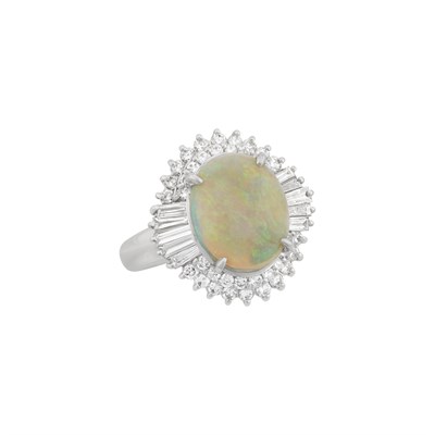 Lot 261 - Platinum, Opal and Diamond Ring
