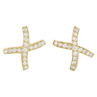 Lot 215 - Pair of Gold and Diamond Earrings