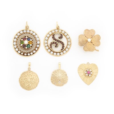 Lot 1426 - Group of Gold and Metal Charms and Pin