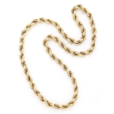 Lot 1615 - Long Gold Rope Chain Necklace