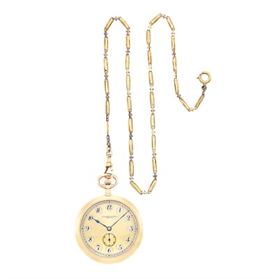 Lot 225 - Gentleman's Gold Open Face Pocket Watch, Audemar Frères, Geneve, with Gold-Filled Chain