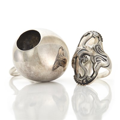 Lot 1536 - Sterling Silver 'Cave' Ring and Sterling Silver Ring, Georg Jensen