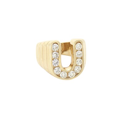 Lot 218 - Gold and Diamond Horseshoe Ring