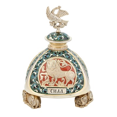 Lot 197 - Rare Russian Silver and Enamel Inkwell...