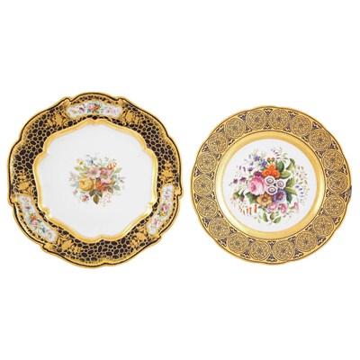 Lot 143 - Two Russian Floral-Decorated Porcelain Plates...