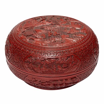 Lot 59 - Chinese Cinnabar Lacquer Circular Box and...