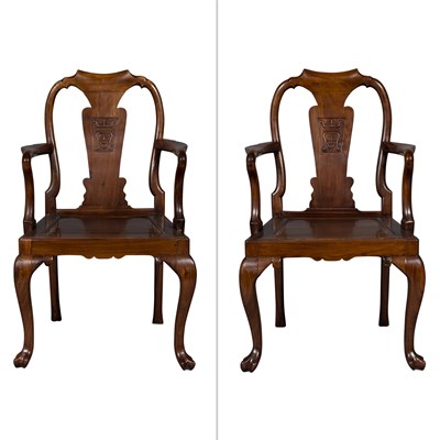 Lot 372 - Pair of Chinese Hardwood Colonial Style...
