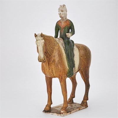 Lot 40 - Chinese Sancai Glazed Pottery Horse and Rider...