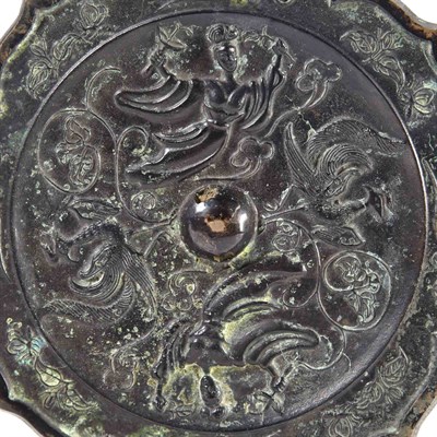 Lot 151 - Chinese 'Apsara and Phoenix' Octofoil Bronze...