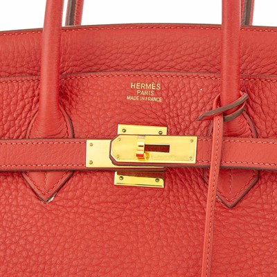 Lot 176 - Red Fjord Leather Birkin Bag, Hermès, Paris
