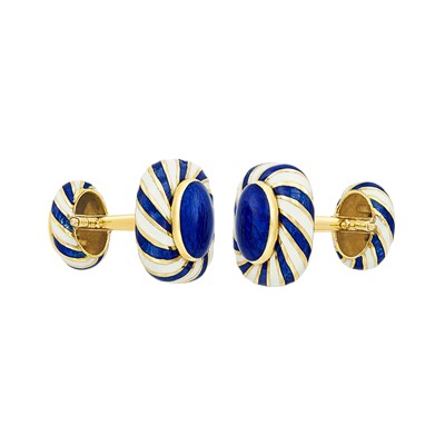 Lot 169 - Pair of Gold and Enamel Cufflinks, David Webb