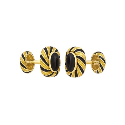 Lot 145 - Pair of Gold and Enamel Cufflinks, David Webb