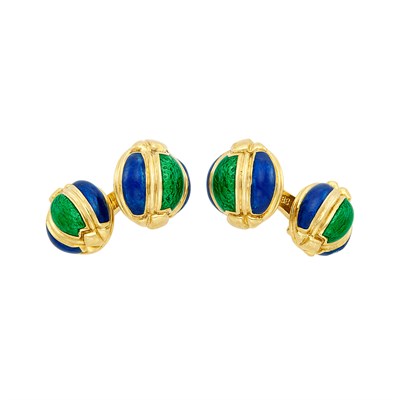 Lot 168 - Pair of Gold and Enamel Cufflinks, David Webb