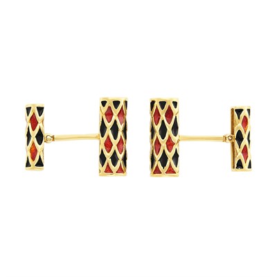 Lot 147 - Pair of Gold and Enamel Cufflinks, David Webb