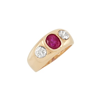 Lot 75 - Rose Gold, Ruby and Diamond Gypsy-Set Ring
