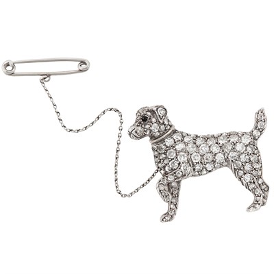 Lot 19 - Antique Silver, Gold, Diamond and Black Onyx Dog Pin