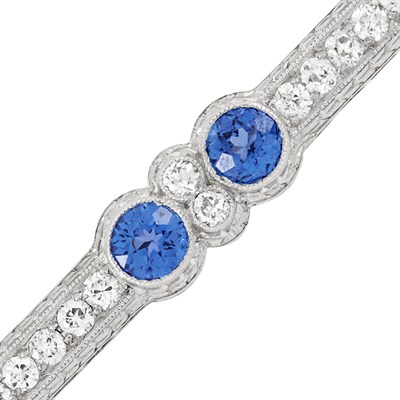 Lot 266 - Edwardian Platinum, Sapphire and Diamond Bar Pin
