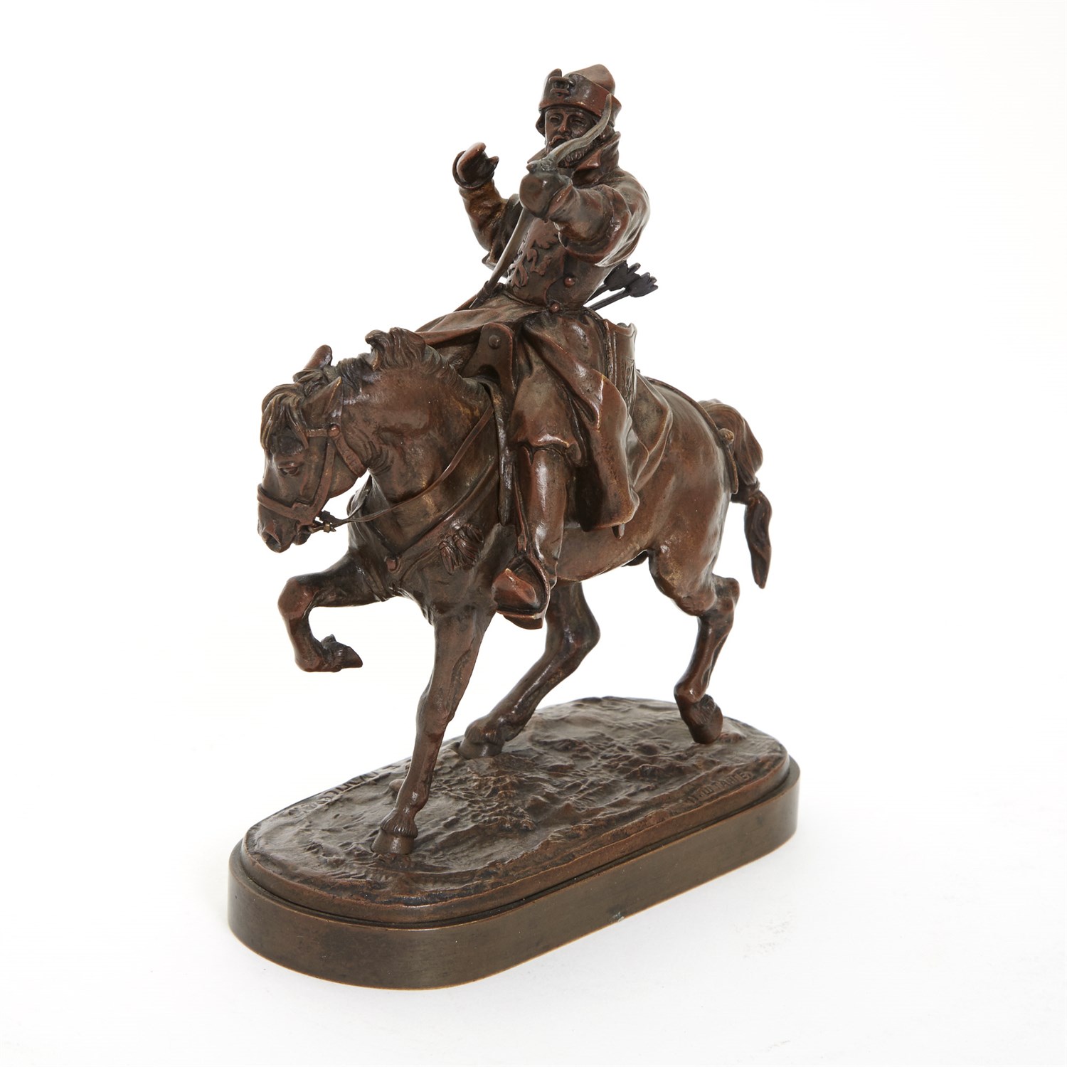 Lot 171 - Rare Russian Bronze Group of a Bowman under...