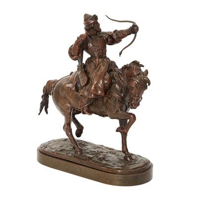 Lot 171 - Rare Russian Bronze Group of a Bowman under...