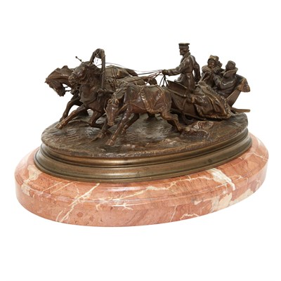 Lot 136 - Russian Bronze Group of a Winter Ride in a...