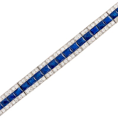 Lot 49 - Platinum, Sapphire and Diamond Bracelet