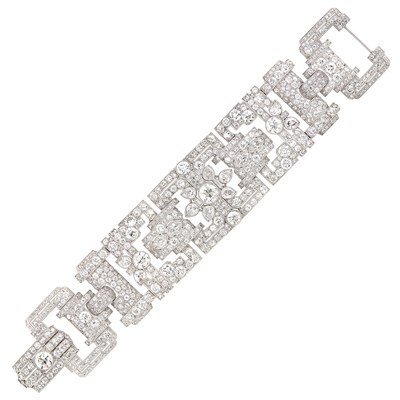 Lot 507 - Wide Platinum and Diamond Bracelet